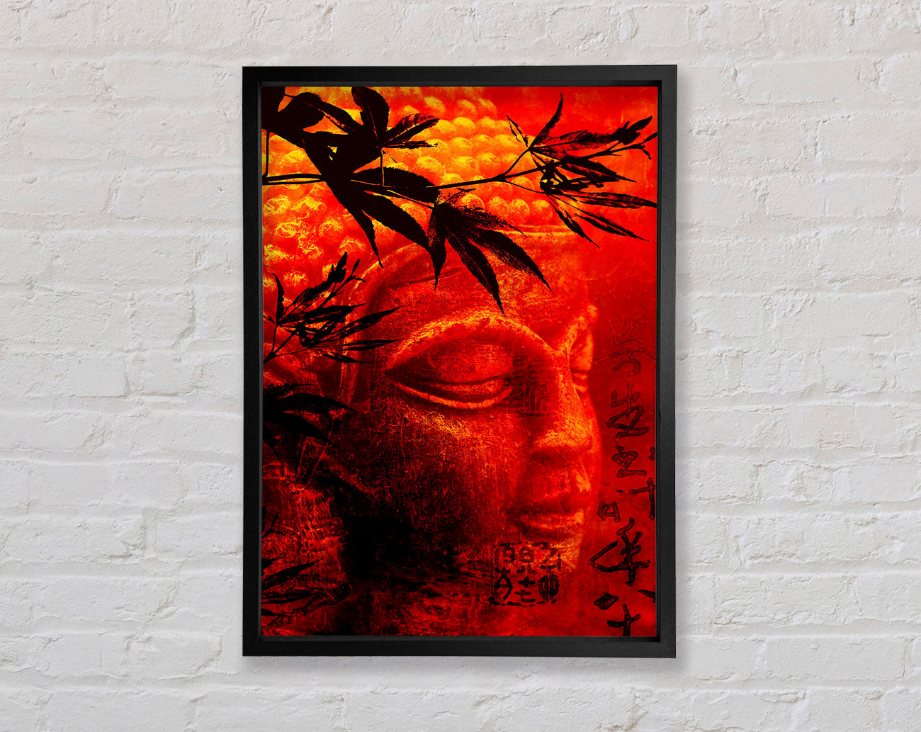 Bamboo Buddha Burnt Orange Framed Wall Art