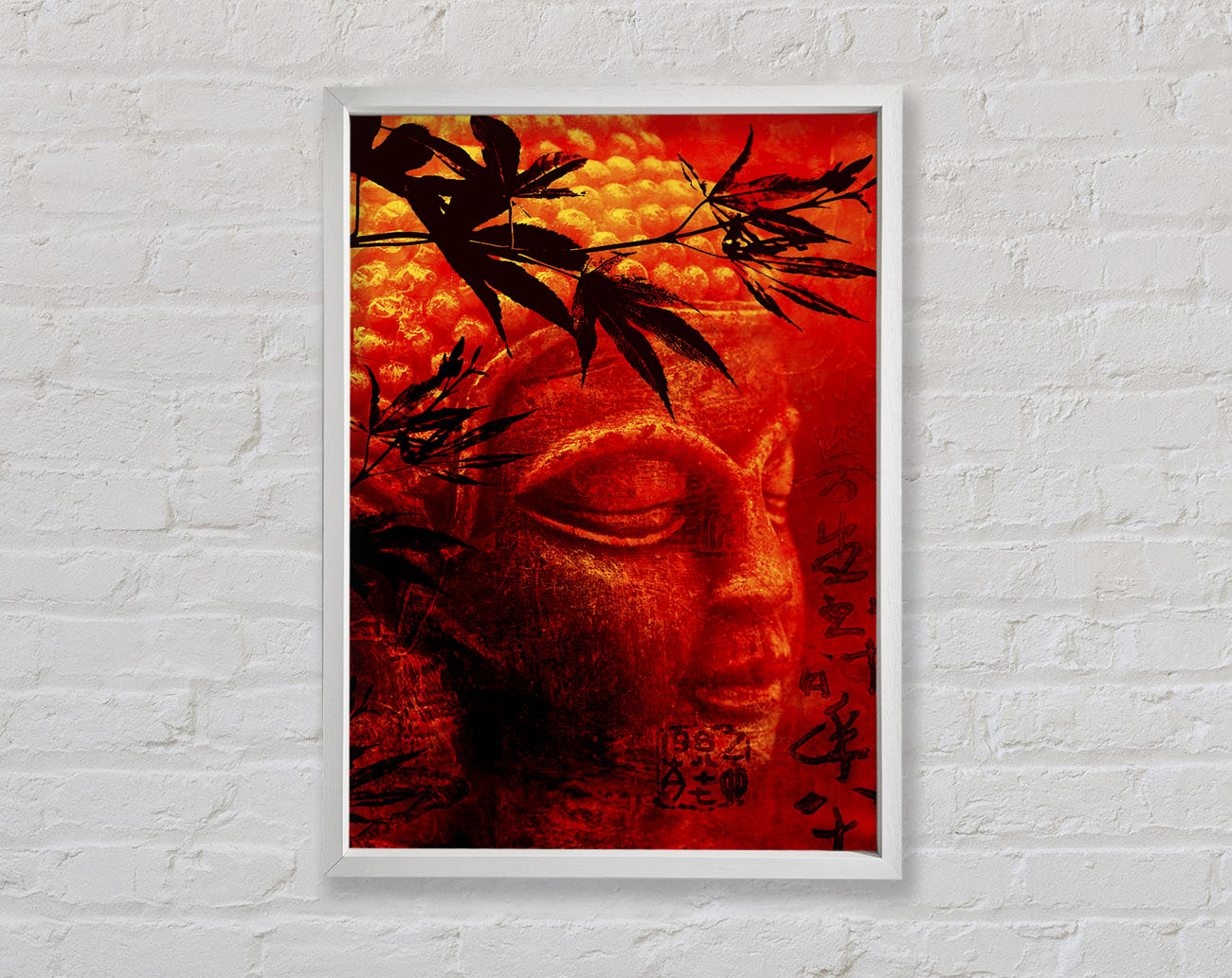 Bamboo Buddha Burnt Orange Framed Wall Art