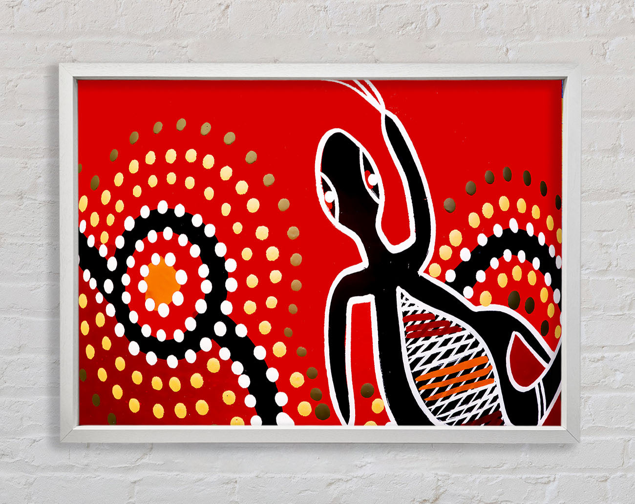 Aboriginal Red Gecko Sun Framed Wall Art