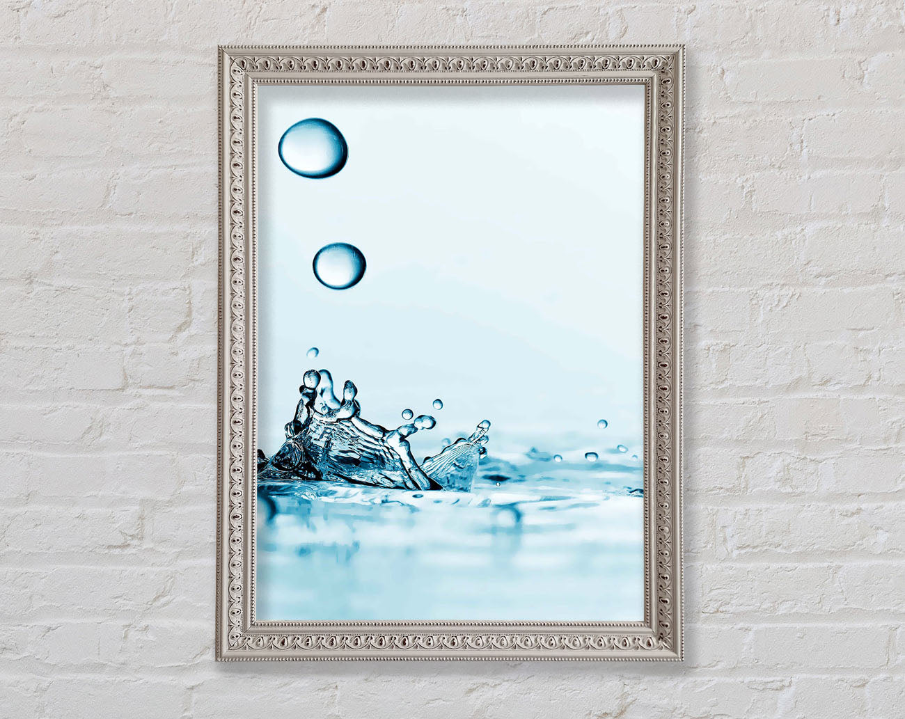 Blue Water Droplet Splash Framed Wall Art