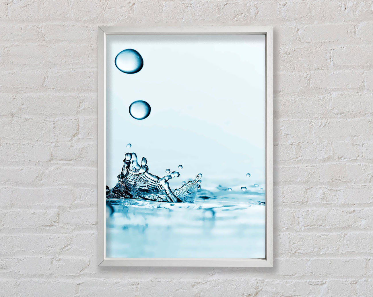 Blue Water Droplet Splash Framed Wall Art
