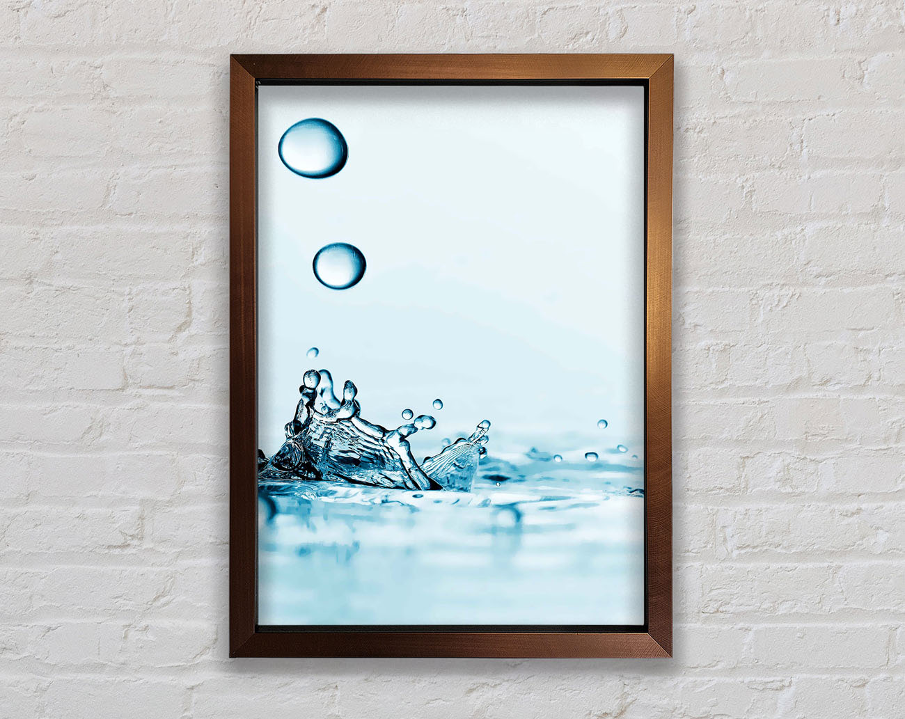 Blue Water Droplet Splash Framed Wall Art