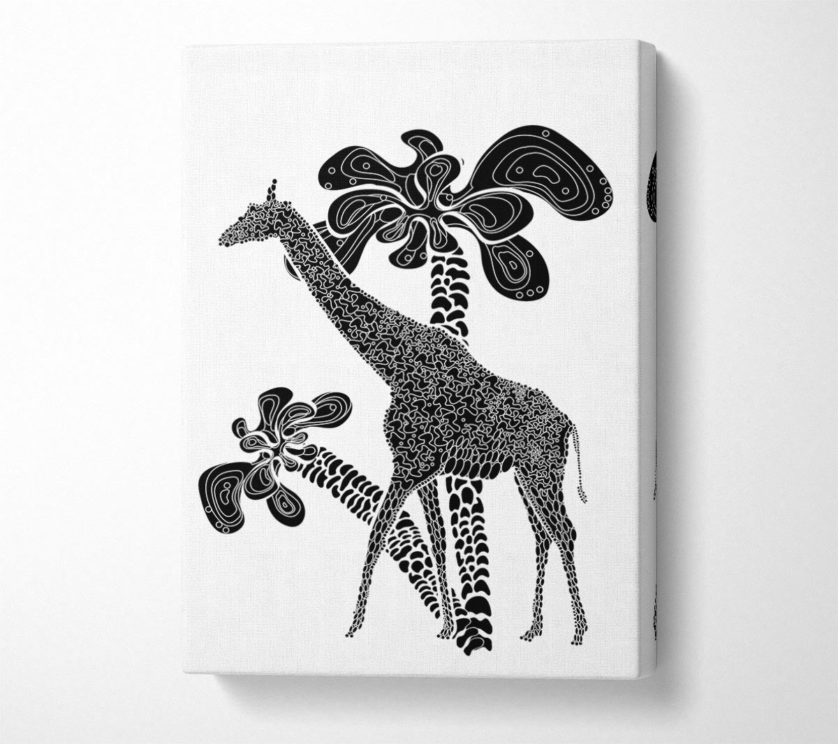 Giraffe Safari B n W Canvas Wall Art