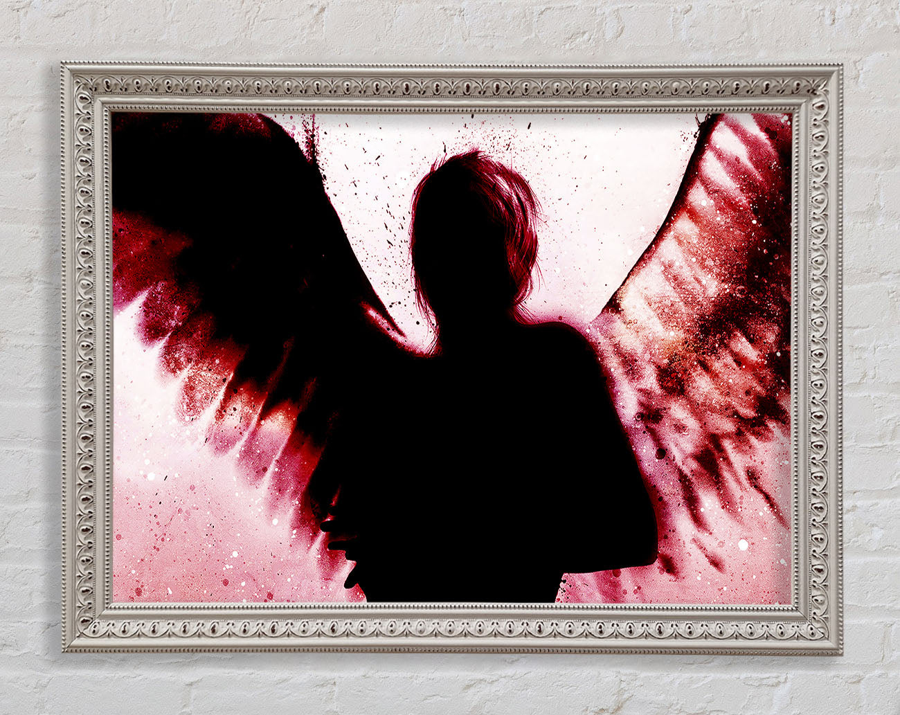 Angels In The Night Red Framed Wall Art