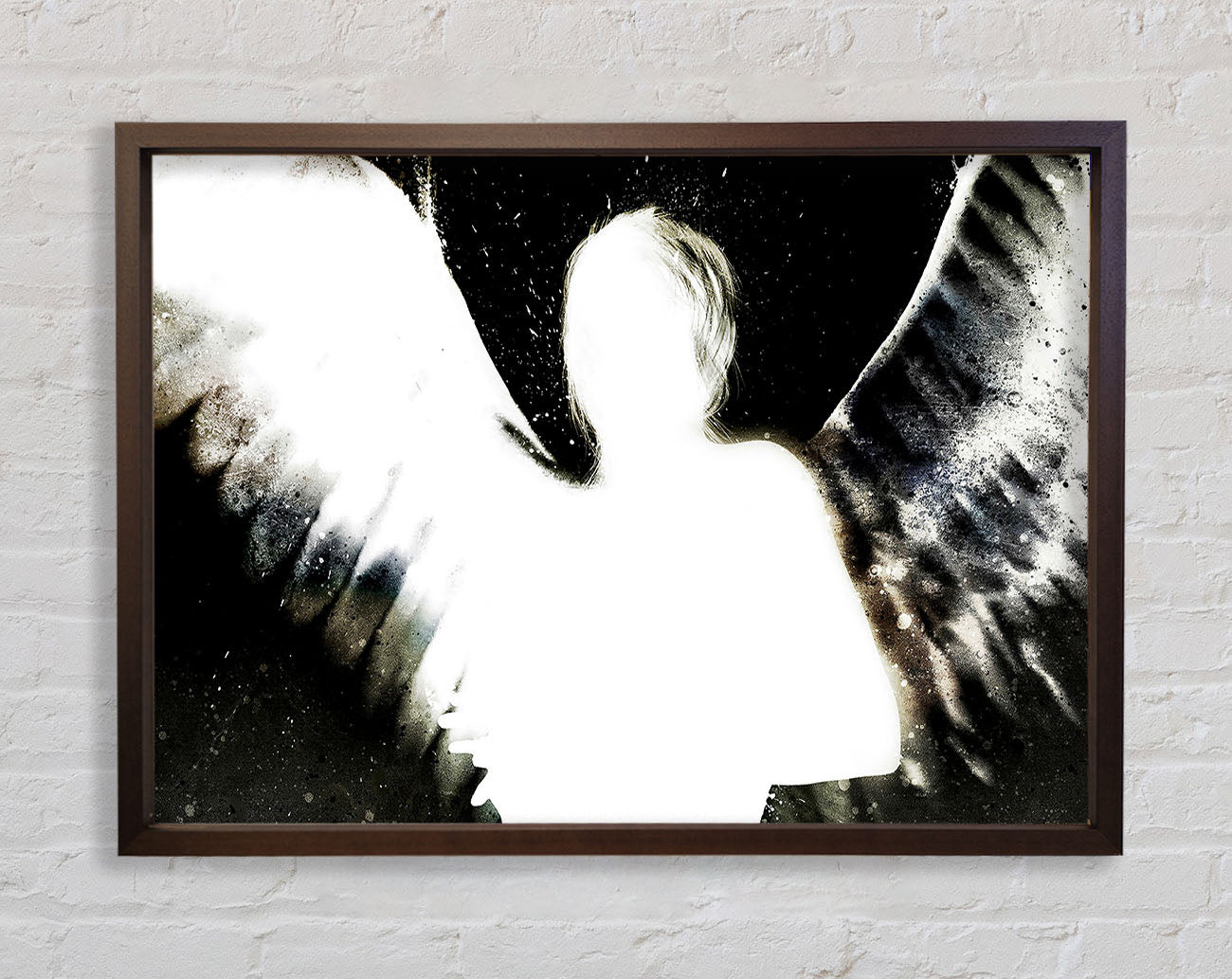 Angels In The Night White On Black Framed Wall Art