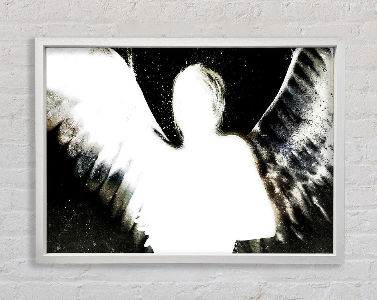 Angels In The Night White On Black Framed Wall Art