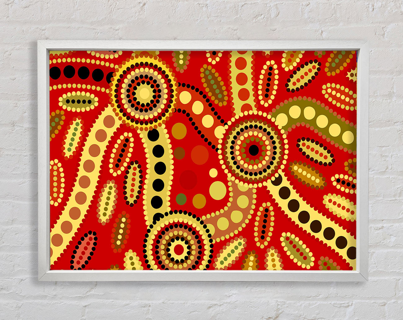 Aboriginal Red Tribal Framed Wall Art