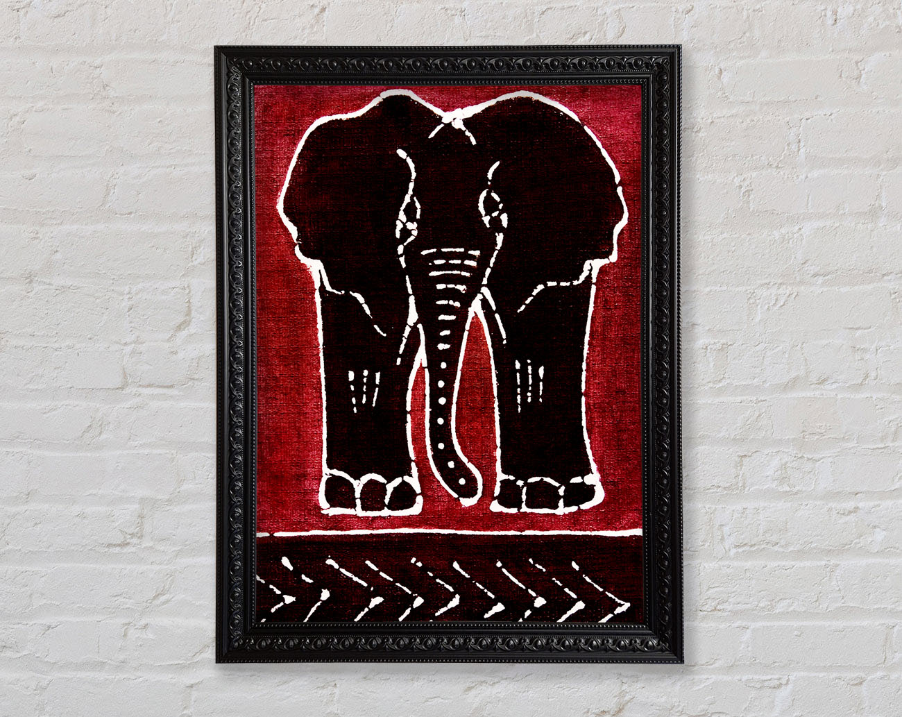 Aboriginal Red Elephant Framed Wall Art