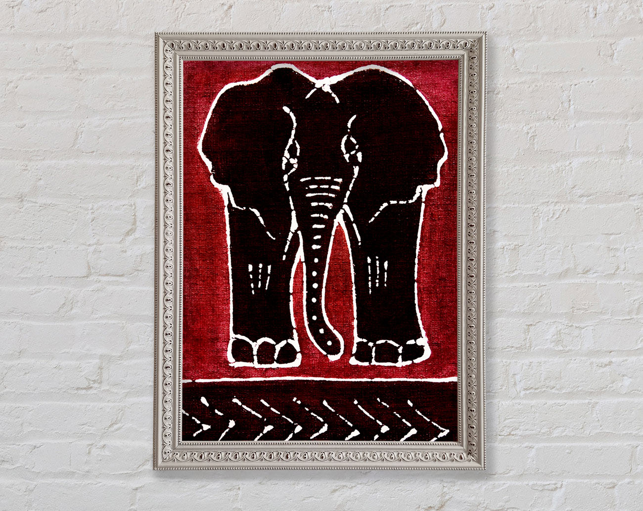 Aboriginal Red Elephant Framed Wall Art