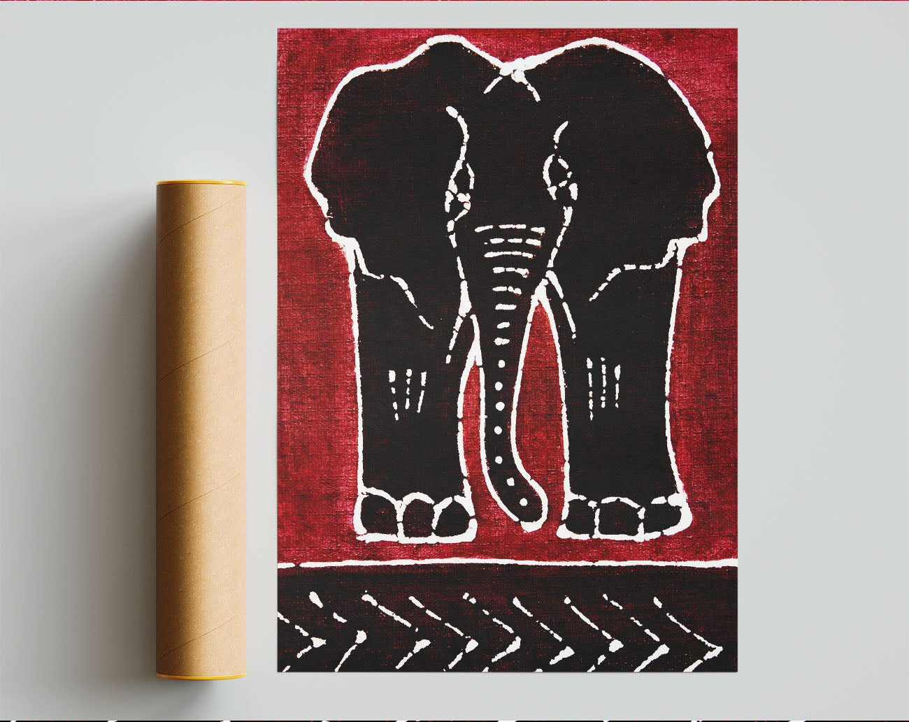 Aboriginal Red Elephant Framed Wall Art