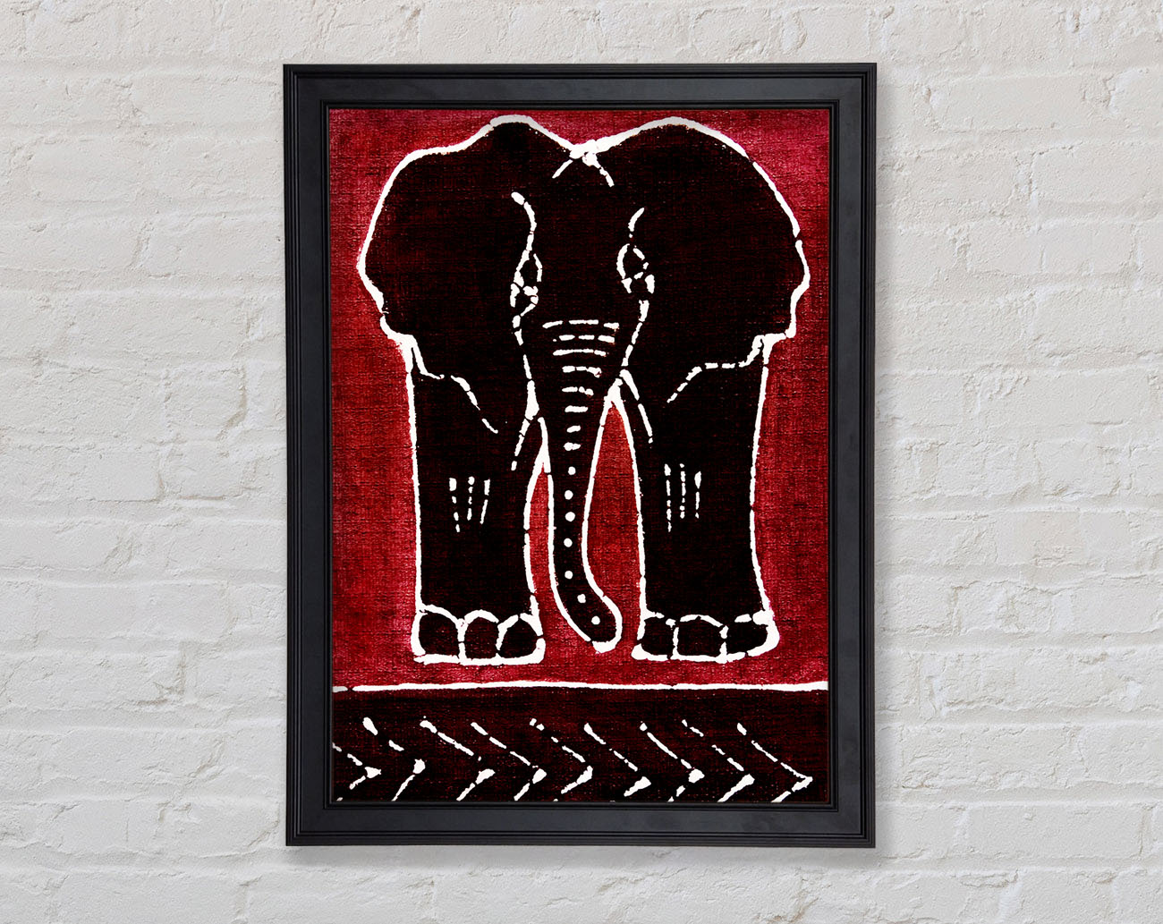 Aboriginal Red Elephant Framed Wall Art