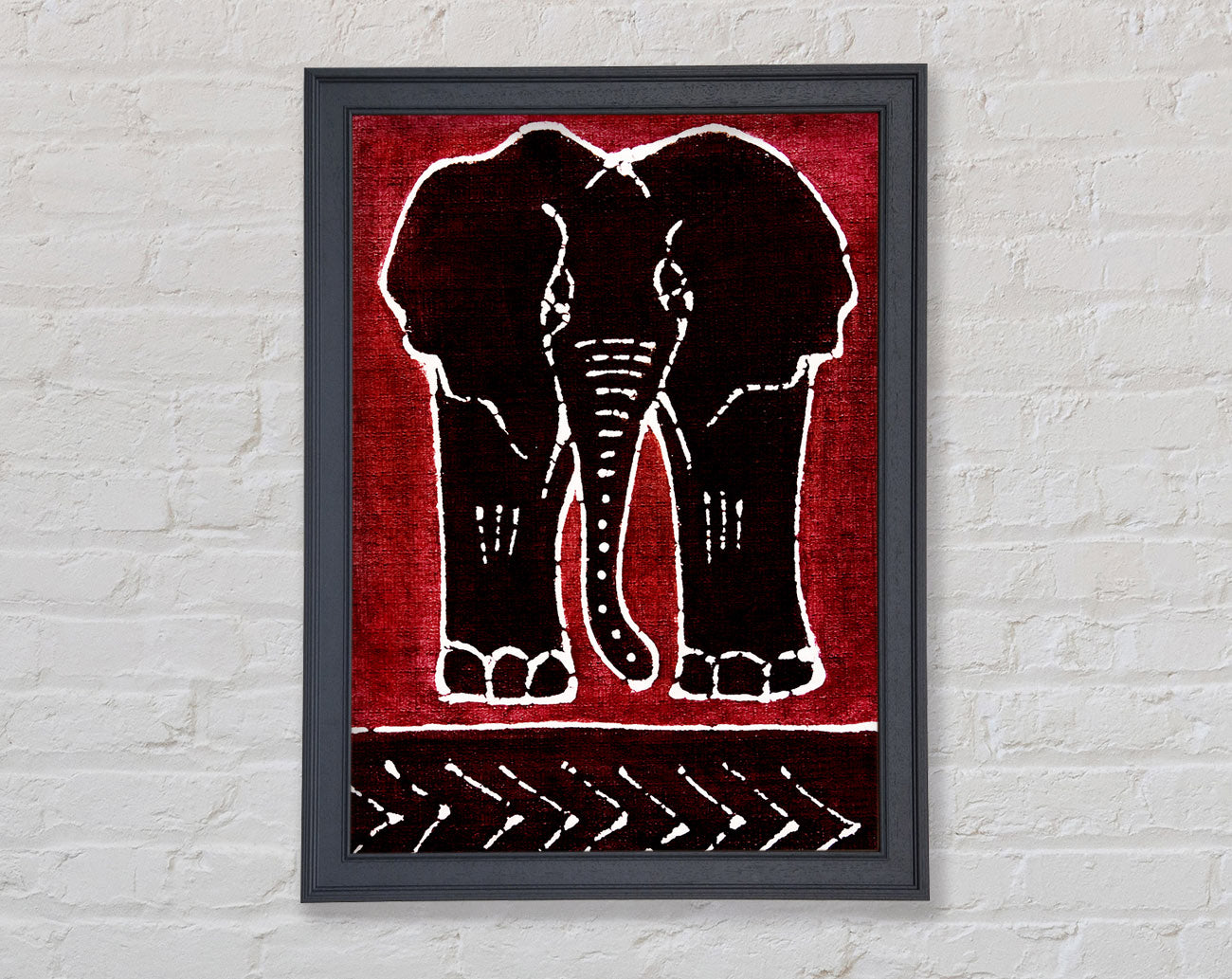 Aboriginal Red Elephant Framed Wall Art