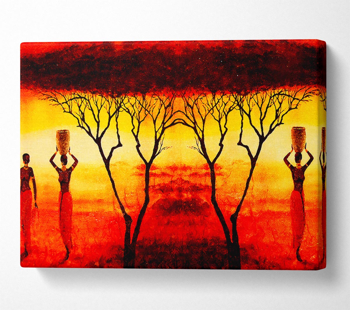 African Women Working In The Blazing Red Fields Canvas Wall Art