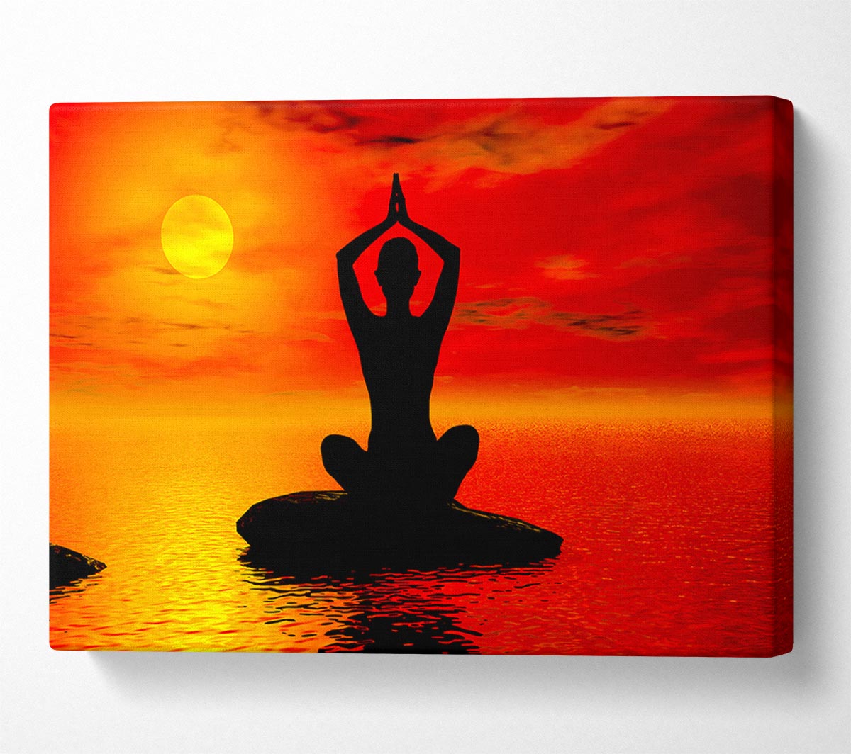 Yoga Ocean Sun Blaze Canvas Wall Art