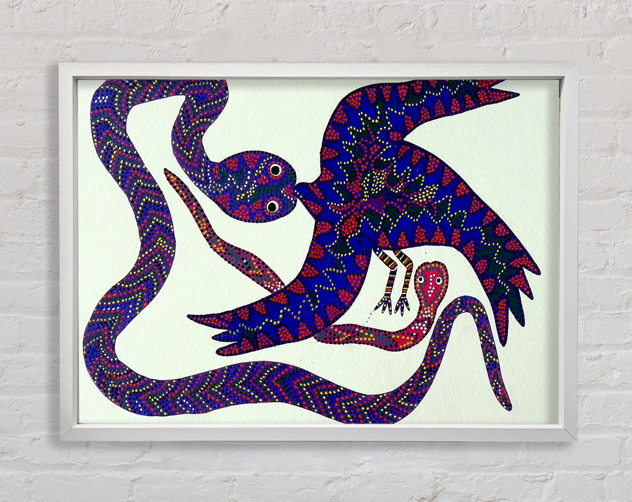 Aboriginal Snake Bird Framed Wall Art