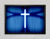 Christian White Cross Blue Background Framed Wall Art