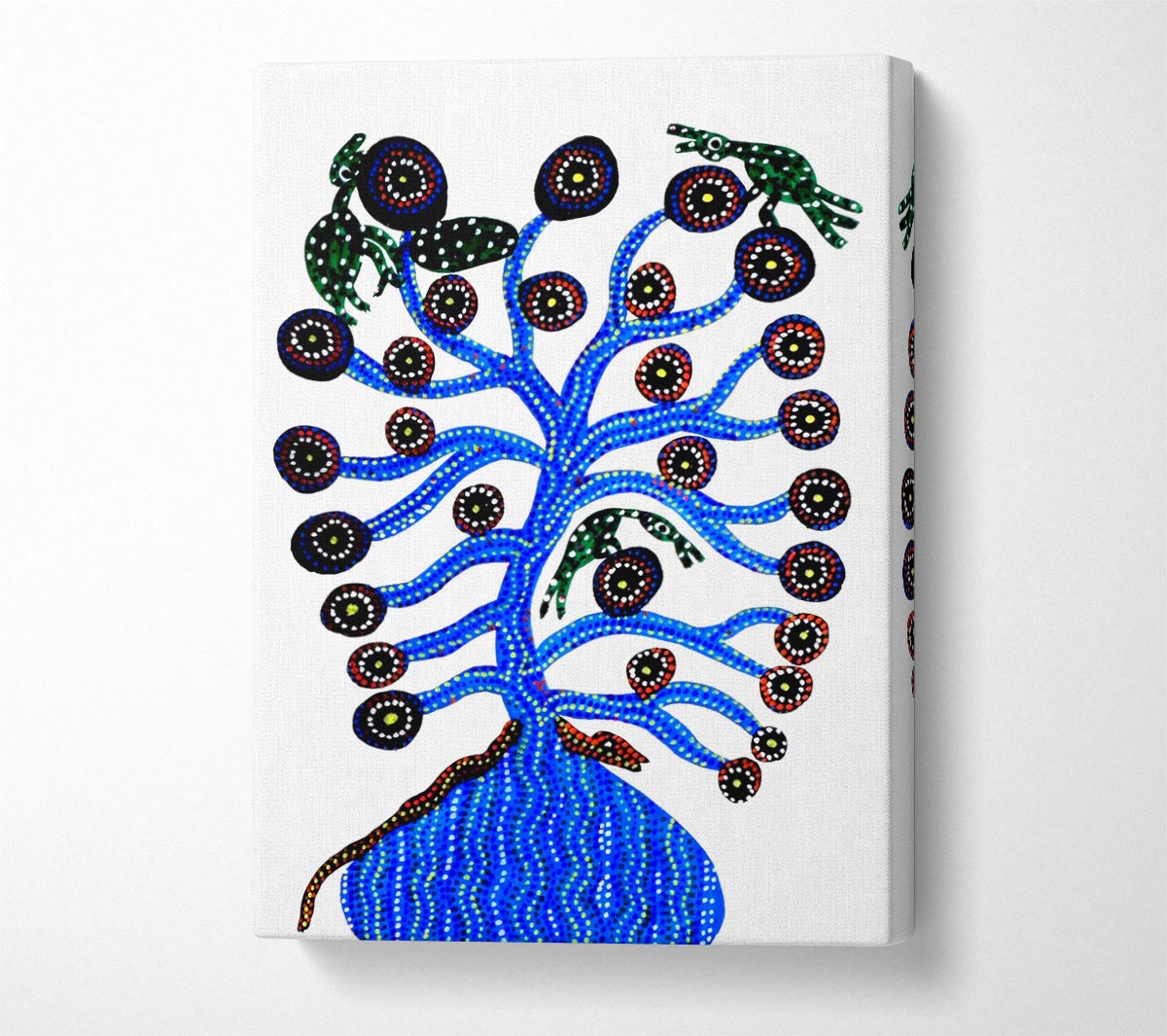 Aboriginal Blue Animal Tree Canvas Wall Art