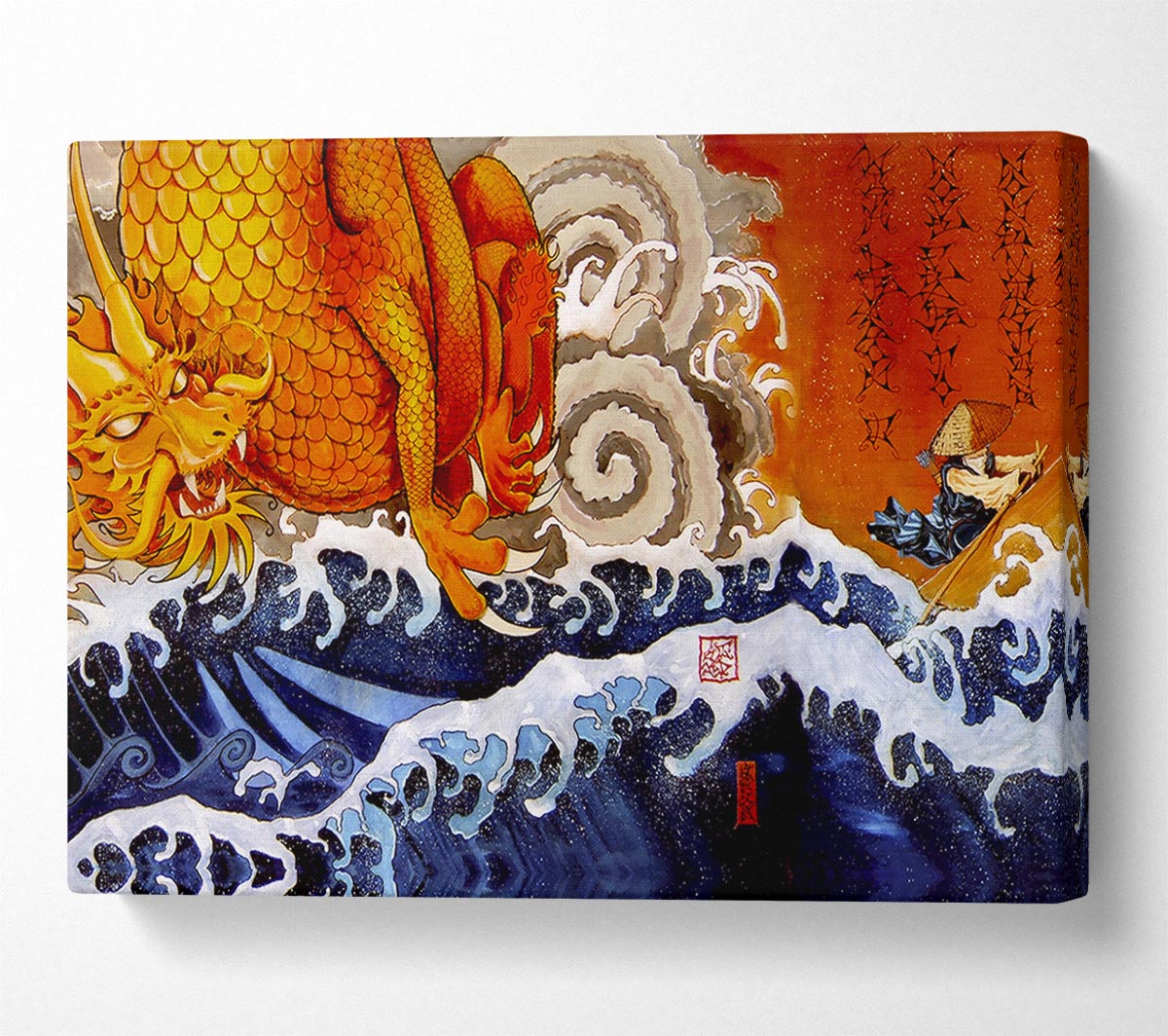 Japanese Samurai Monk Dragon Canvas Wall Art