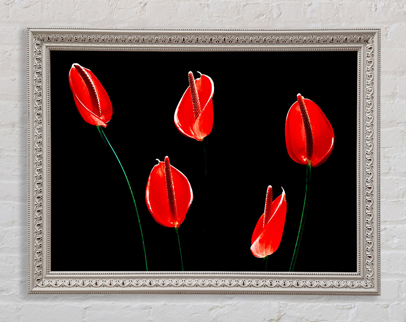 Beatiful Red Night Flowers Framed Wall Art