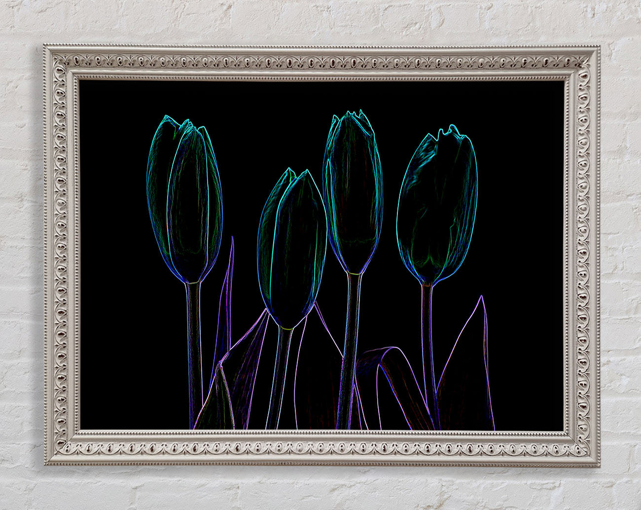 Abstract Neon Floral 30 Framed Wall Art