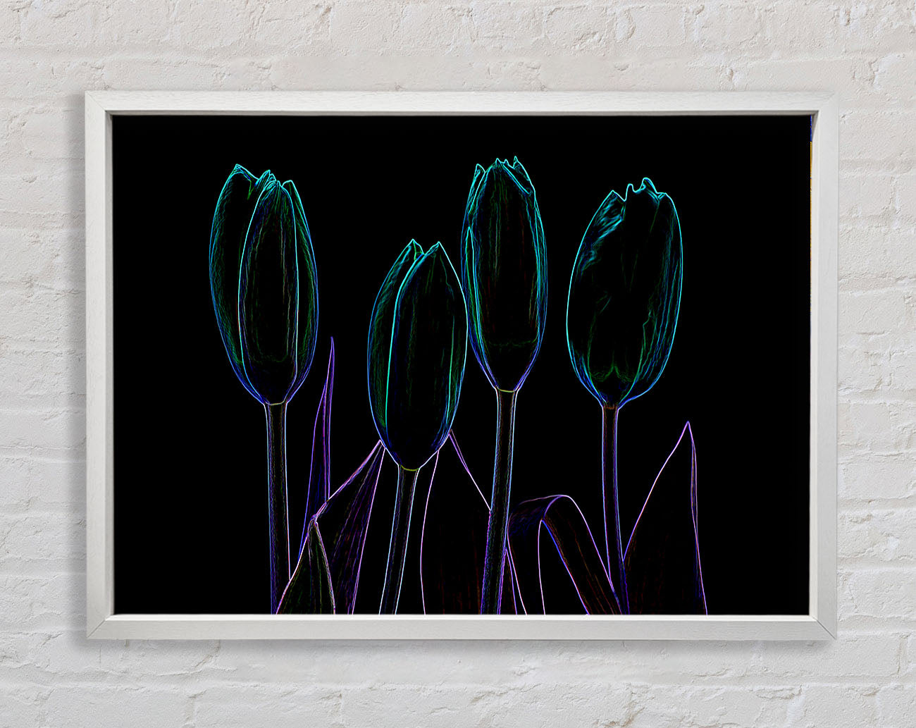 Abstract Neon Floral 30 Framed Wall Art