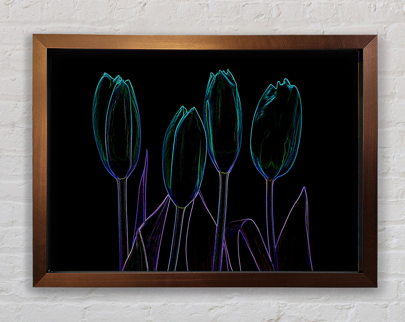 Abstract Neon Floral 30 Framed Wall Art