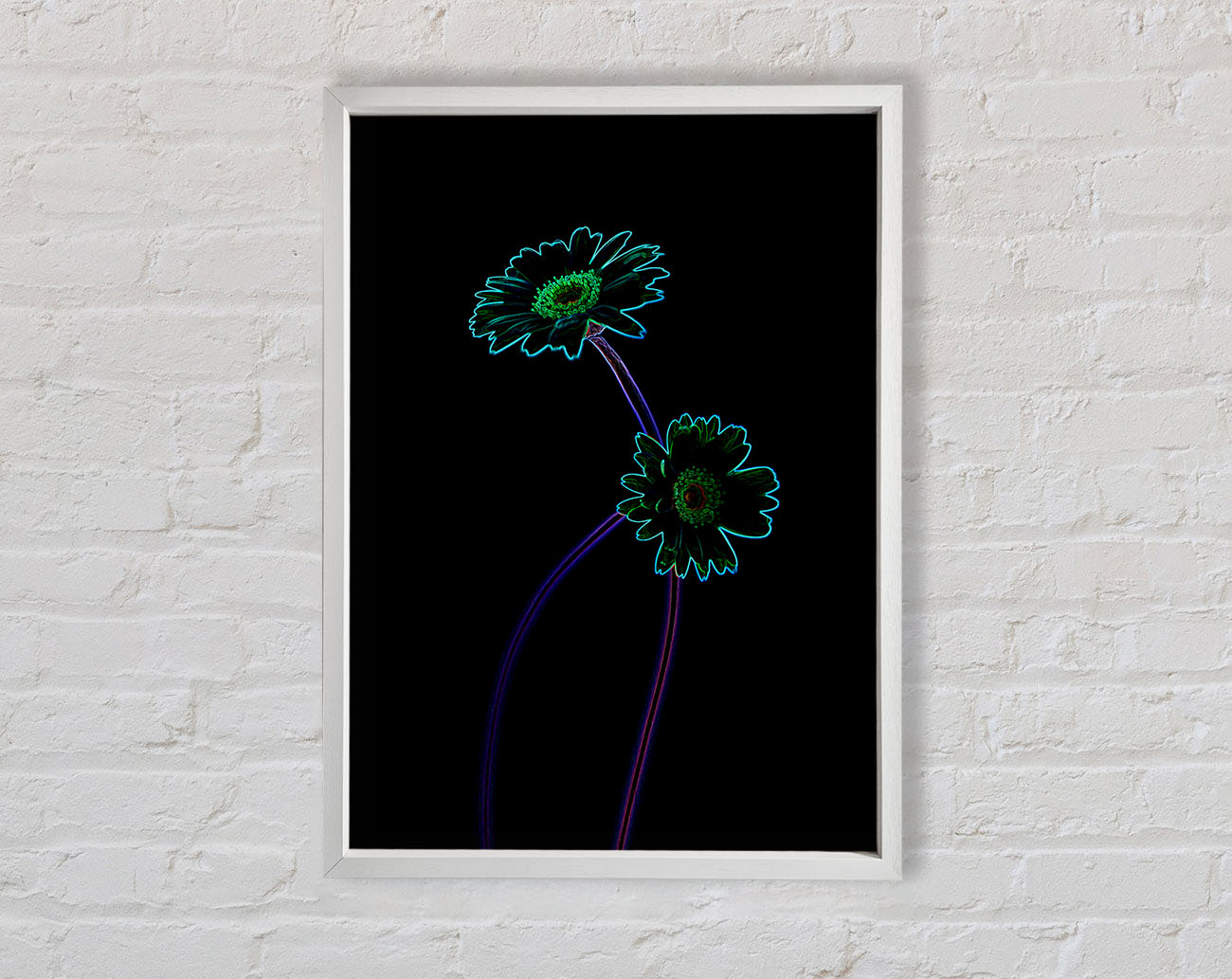 Abstract Neon Floral 26 Framed Wall Art