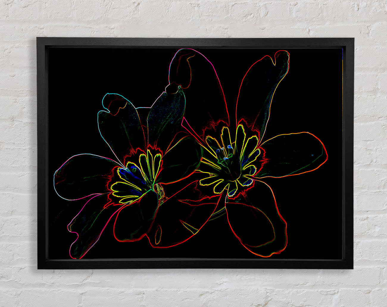 Abstract Neon Floral 38 Framed Wall Art