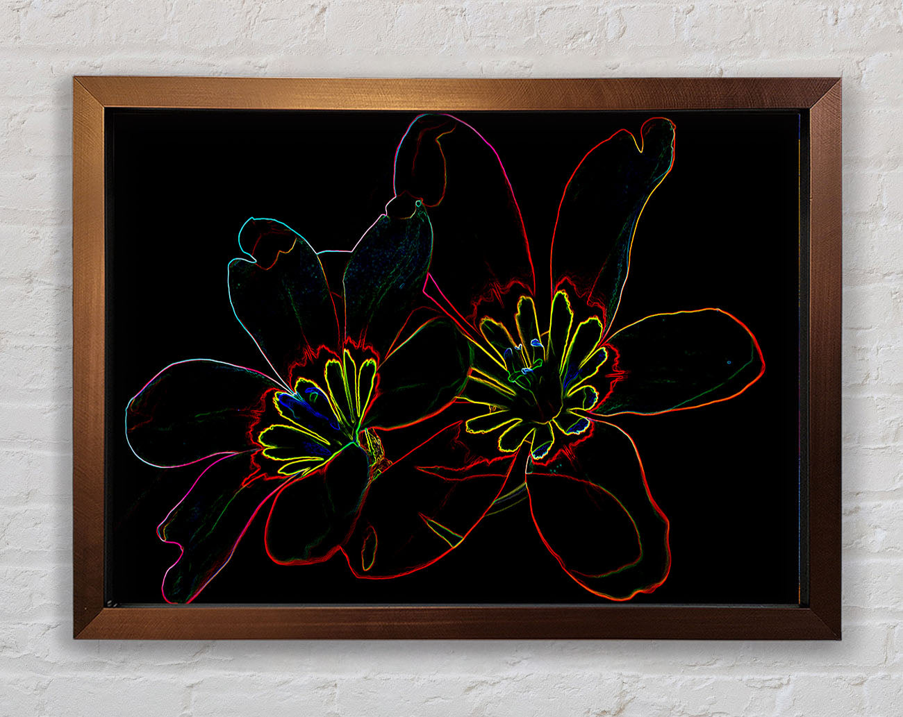 Abstract Neon Floral 38 Framed Wall Art