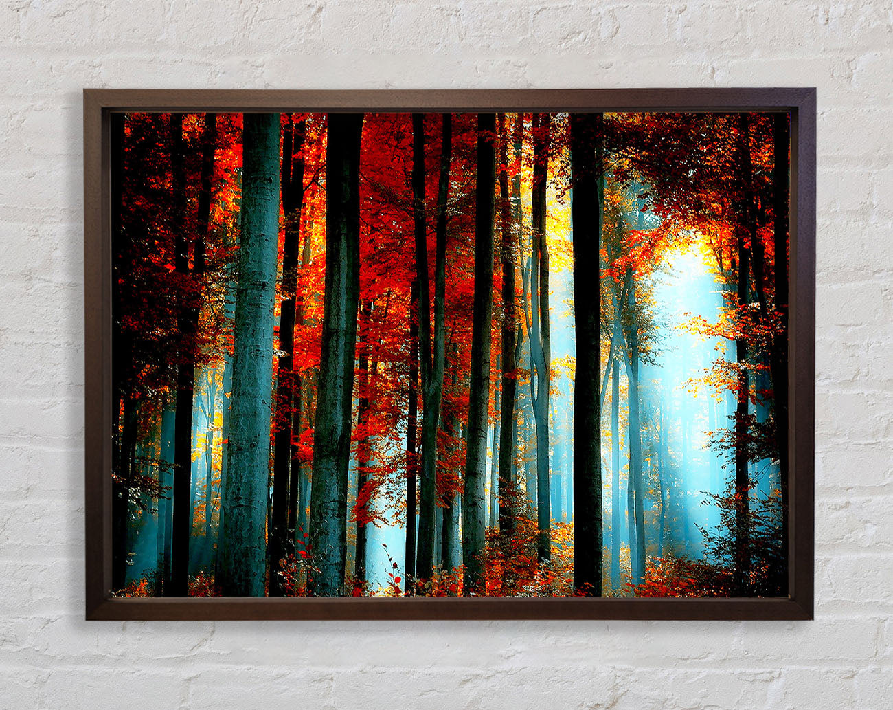 Blue Light Through The Orange Woodland Framed Wall Art