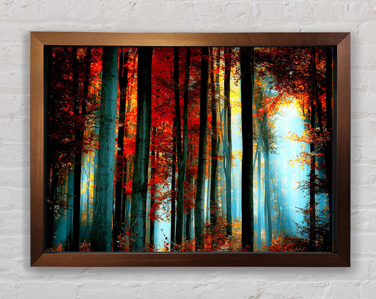 Blue Light Through The Orange Woodland Framed Wall Art