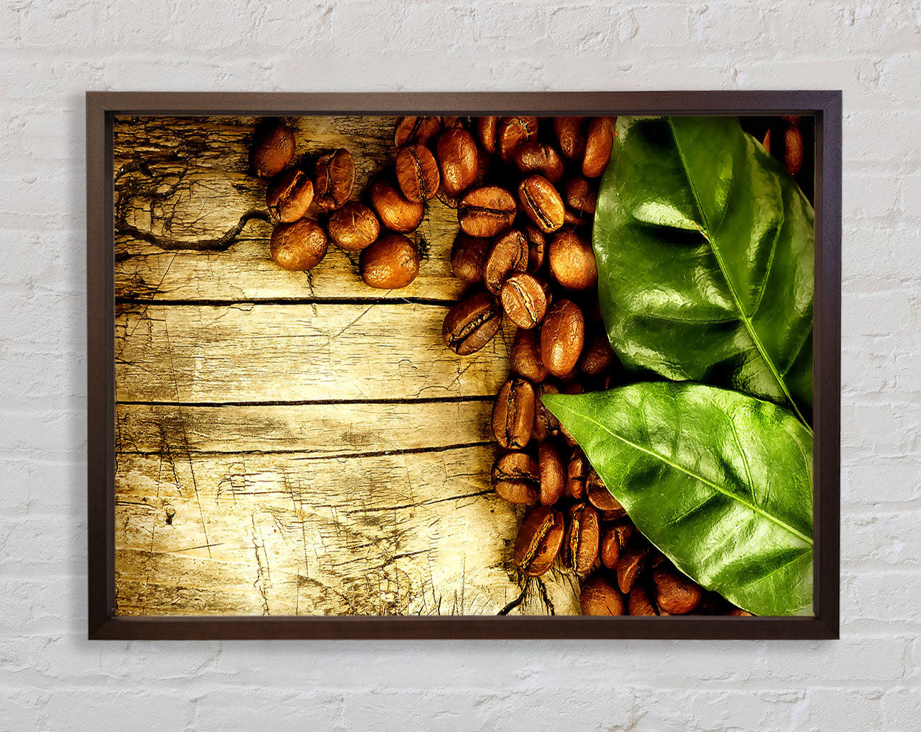 Coffee Beans And Leaves Framed Wall Art