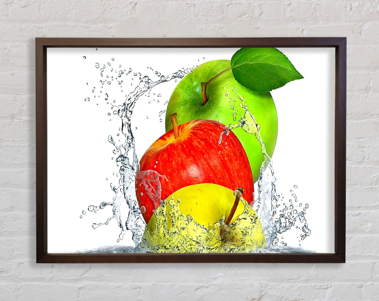 Apples Splashing Water Framed Wall Art
