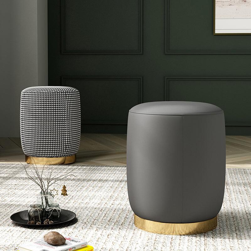 N89 Round Stool, Leather/ Velvet