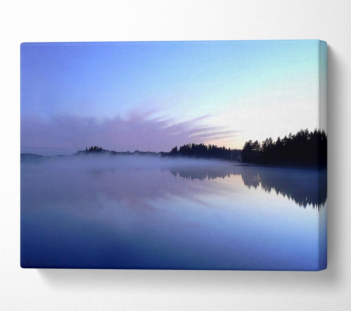 Tranquil Blue Morning Lake Canvas Wall Art
