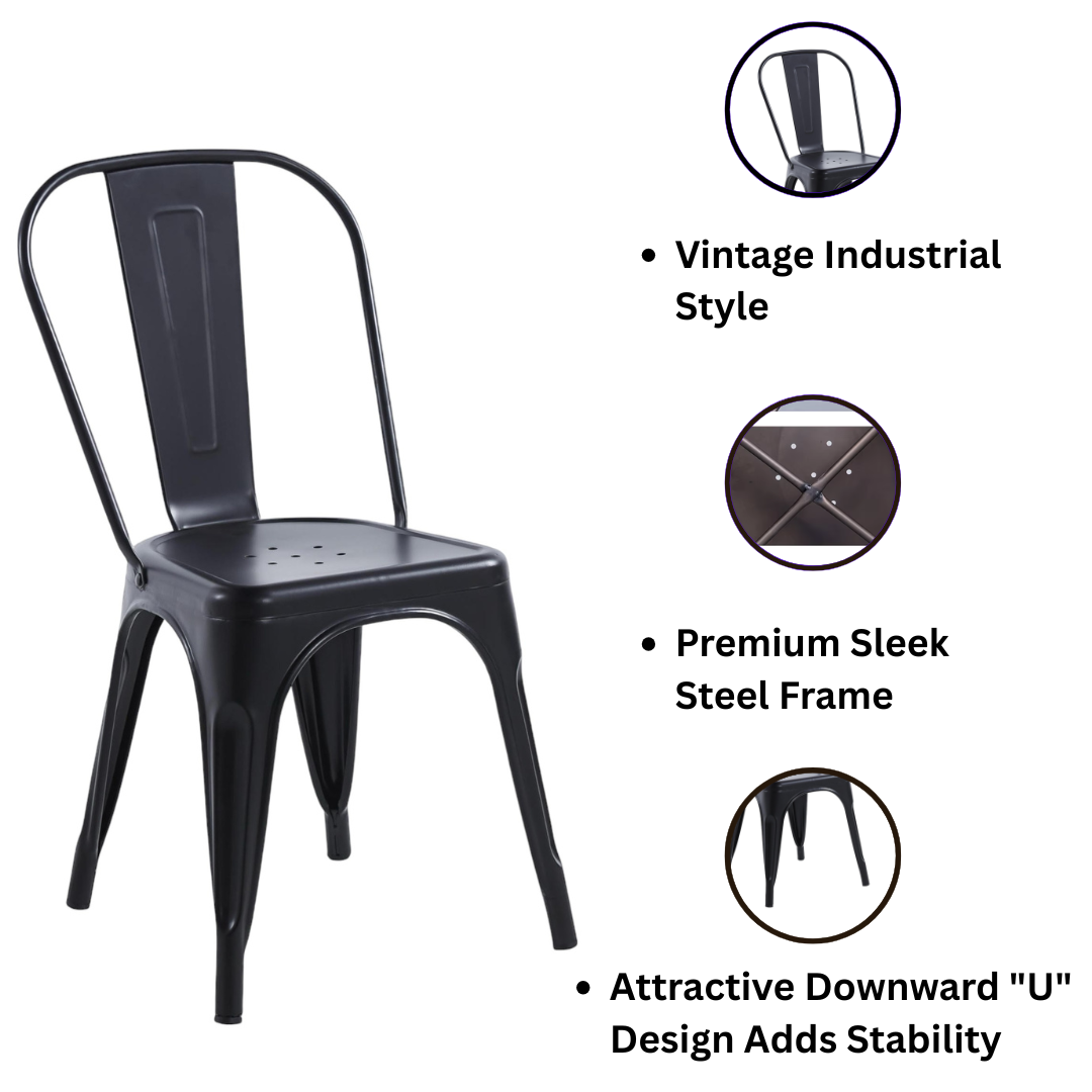 Dining Chair - Metal - L44 x W47 x H85 cm - Black