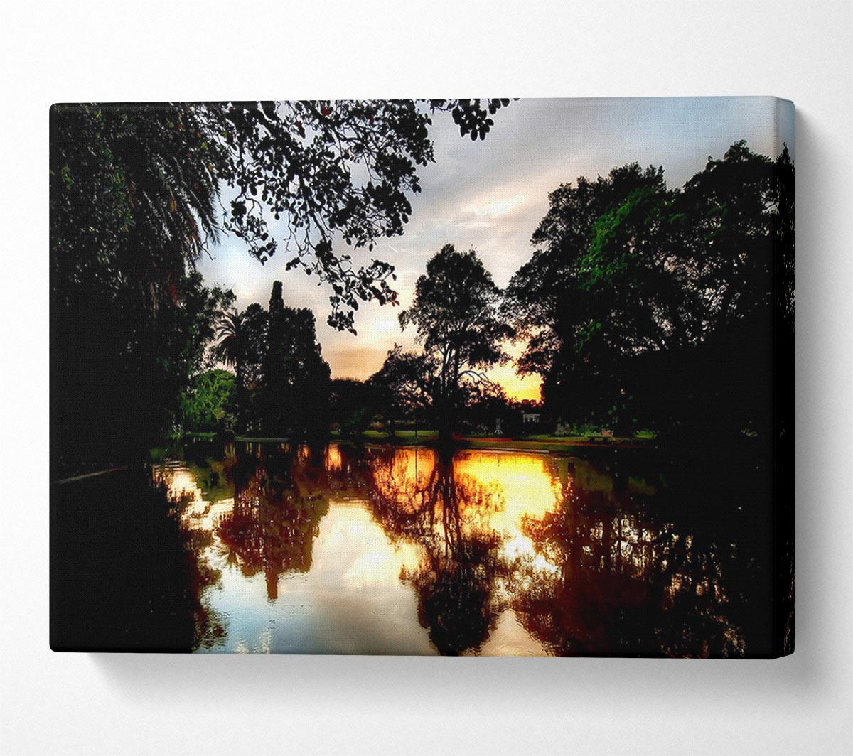Sunset Reflection On Water Canvas Wall Art