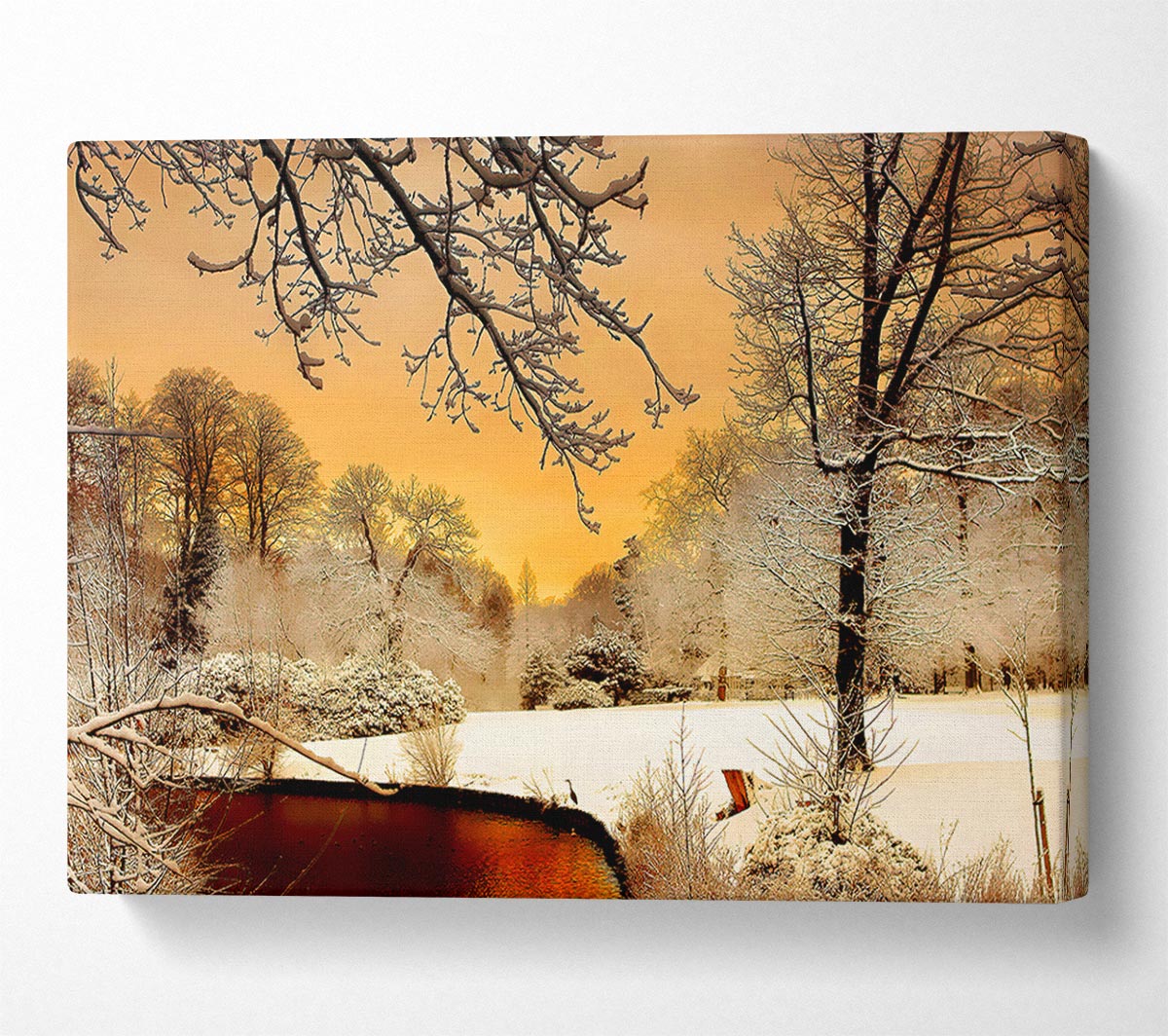 Winter Lake Paradise Canvas Wall Art