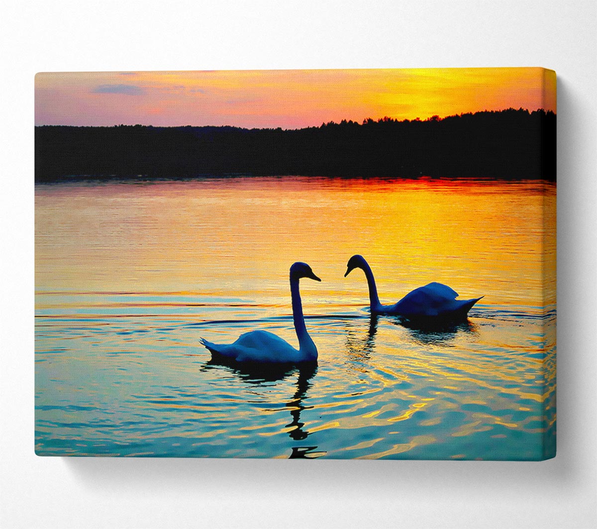 Lake Swans Canvas Wall Art