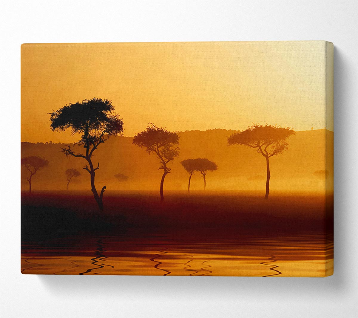 Misty Sunrise Lake Canvas Wall Art