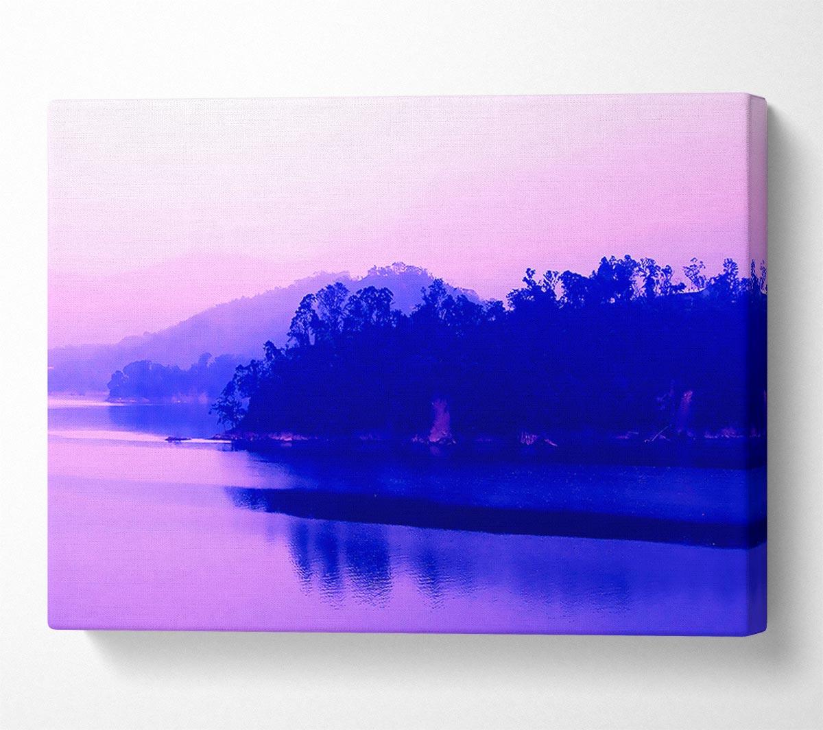 Pink Blue Lake Serine Canvas Wall Art