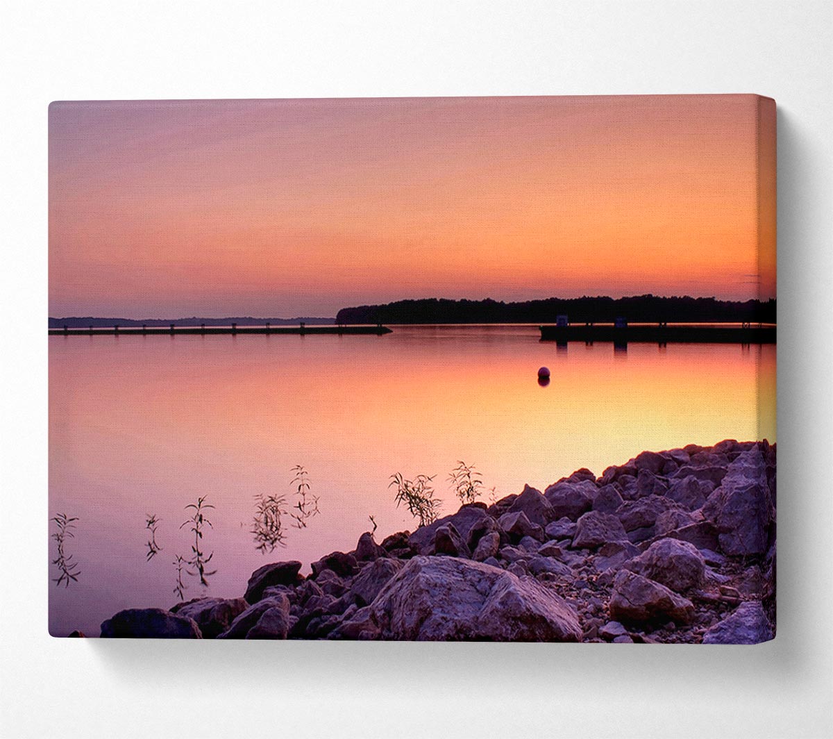 Peach Lake Calm Canvas Wall Art