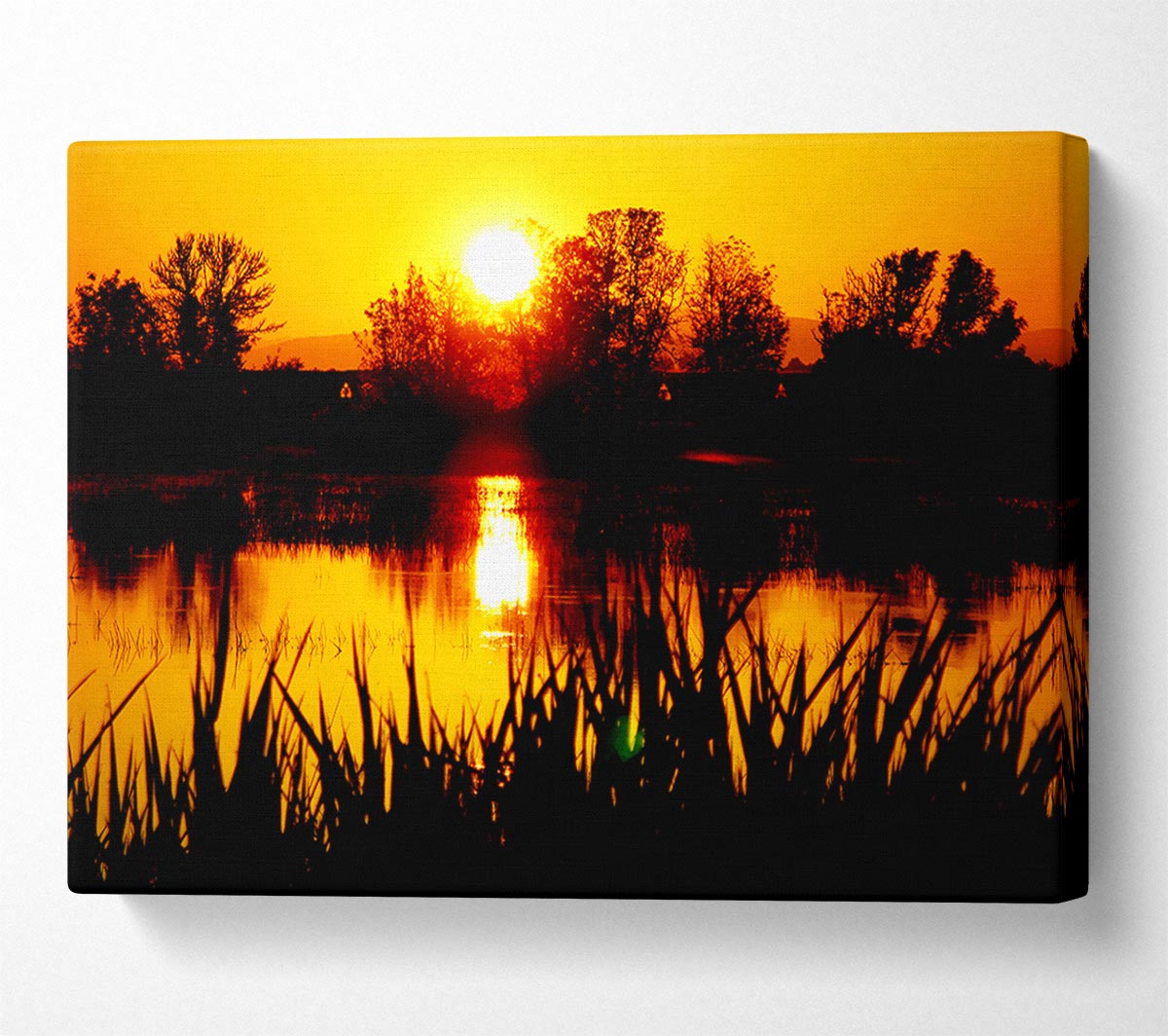 Orange Sunset River Canvas Wall Art