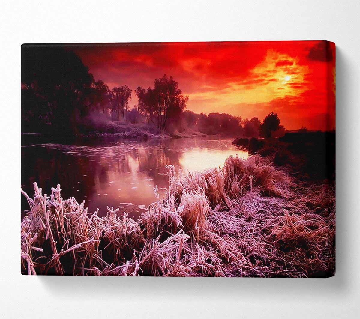Winter By The Lake Canvas Wall Art