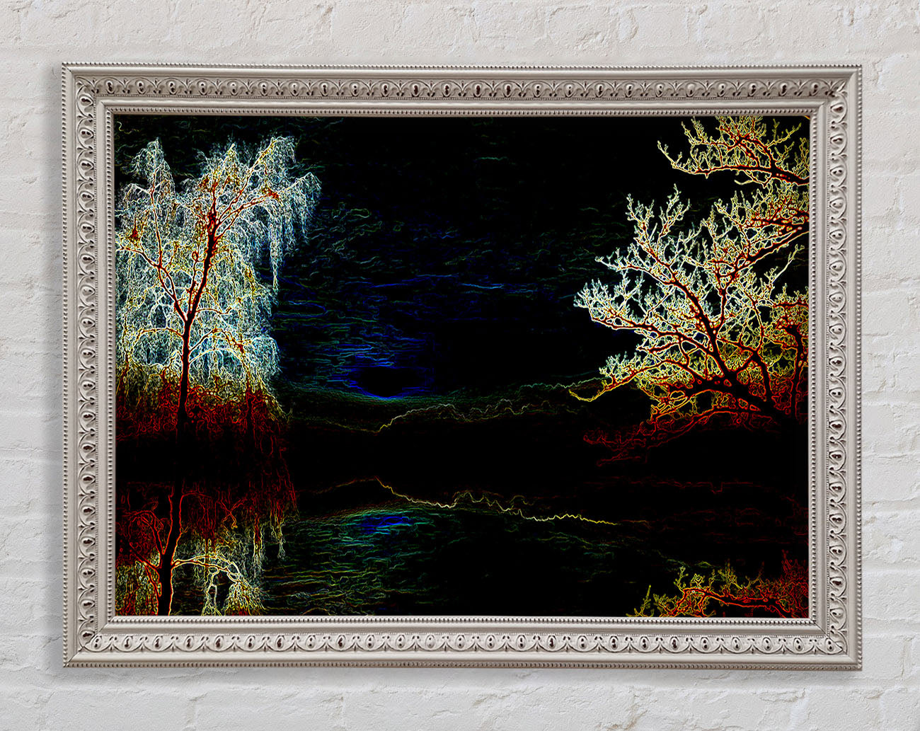 Abstract Neon Landscape 19 Framed Wall Art