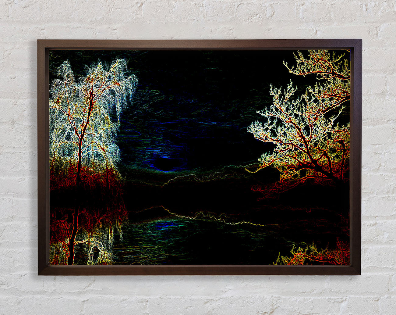 Abstract Neon Landscape 19 Framed Wall Art