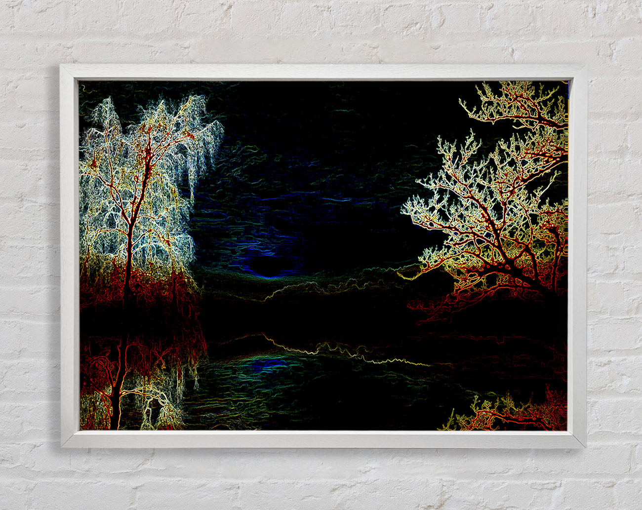 Abstract Neon Landscape 19 Framed Wall Art