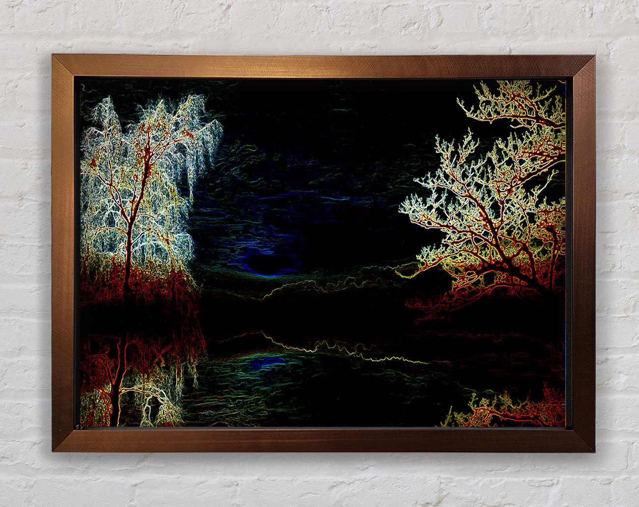 Abstract Neon Landscape 19 Framed Wall Art