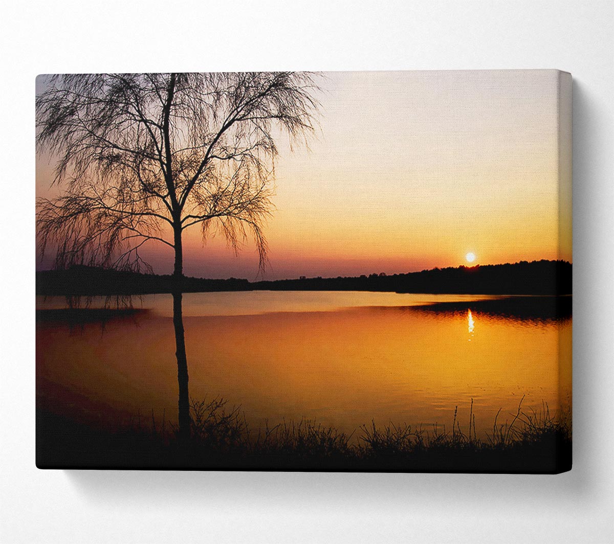 Peaceful Lake At Dawn Canvas Wall Art
