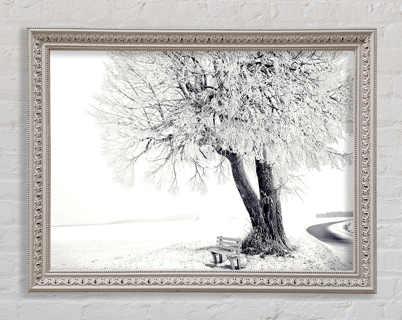 Bench Under Tree Winter Framed Wall Art